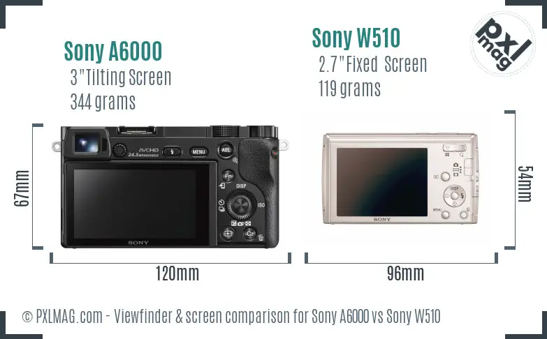 Sony A6000 vs Sony W510 Screen and Viewfinder comparison