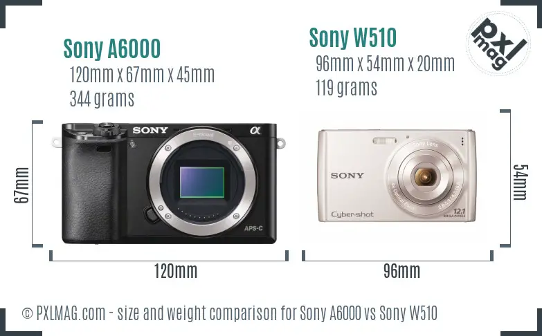 Sony A6000 vs Sony W510 size comparison