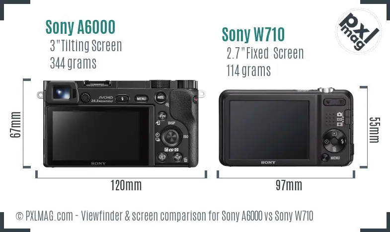 Sony A6000 vs Sony W710 Screen and Viewfinder comparison