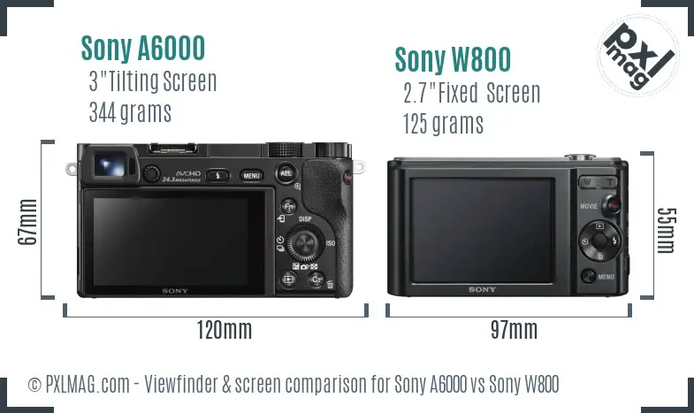 Sony A6000 vs Sony W800 Screen and Viewfinder comparison