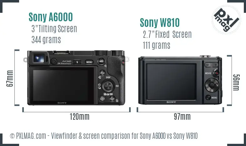 Sony A6000 vs Sony W810 Screen and Viewfinder comparison