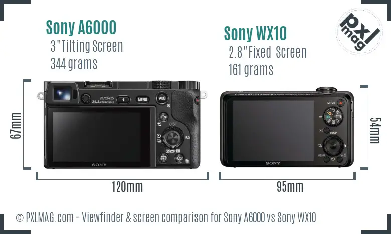 Sony A6000 vs Sony WX10 Screen and Viewfinder comparison