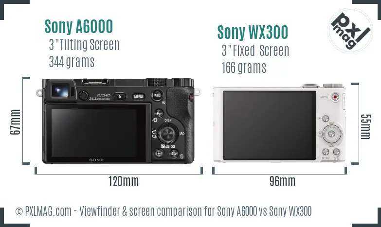 Sony A6000 vs Sony WX300 Screen and Viewfinder comparison