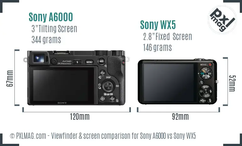 Sony A6000 vs Sony WX5 Screen and Viewfinder comparison