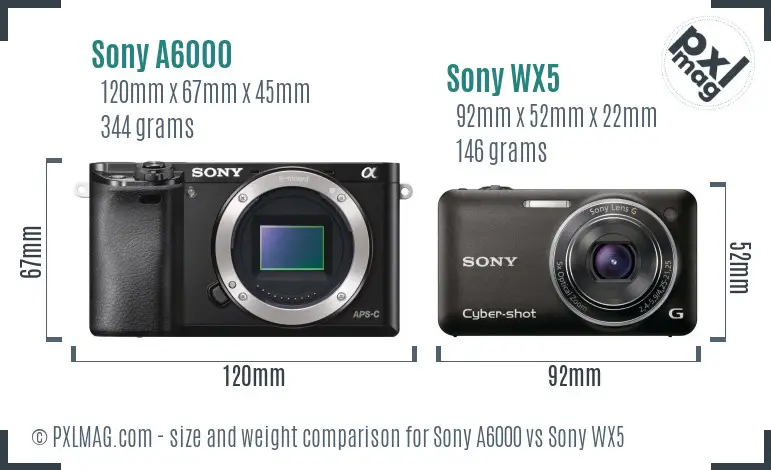 Sony A6000 vs Sony WX5 size comparison