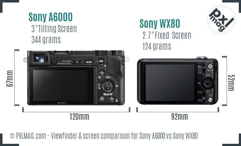 Sony A6000 vs Sony WX80 Screen and Viewfinder comparison