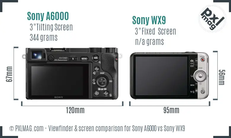 Sony A6000 vs Sony WX9 Screen and Viewfinder comparison