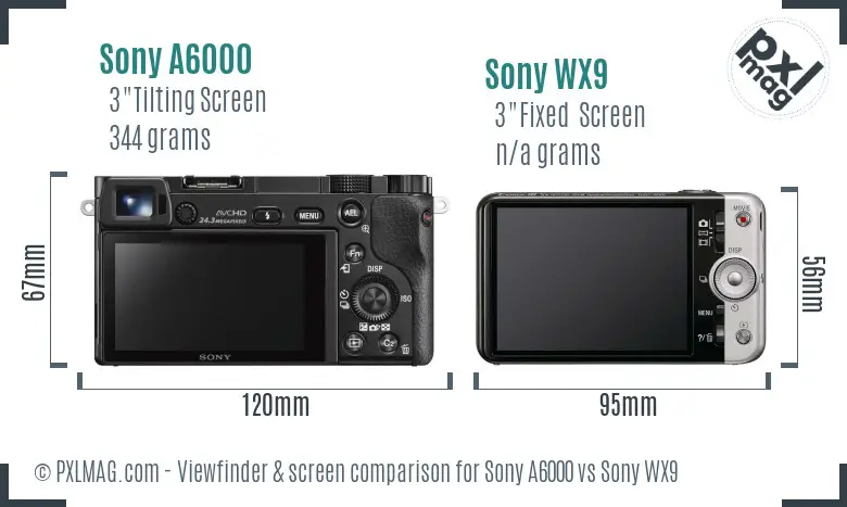 Sony A6000 vs Sony WX9 Screen and Viewfinder comparison Sony A6000 vs Sony WX9 Screen and Viewfinder comparison
