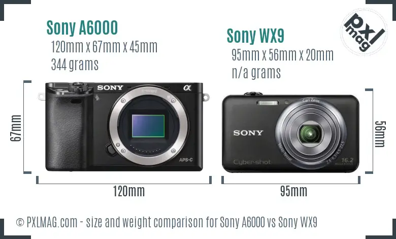 Sony A6000 vs Sony WX9 size comparison