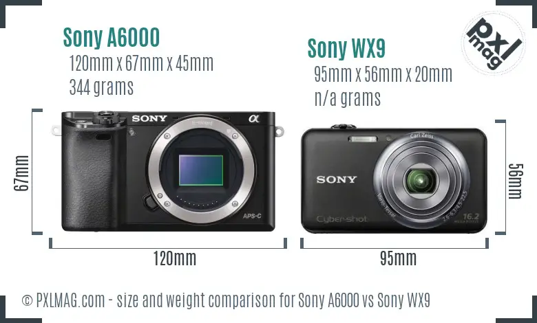 Sony A6000 vs Sony WX9 size comparison Sony A6000 vs Sony WX9 size comparison