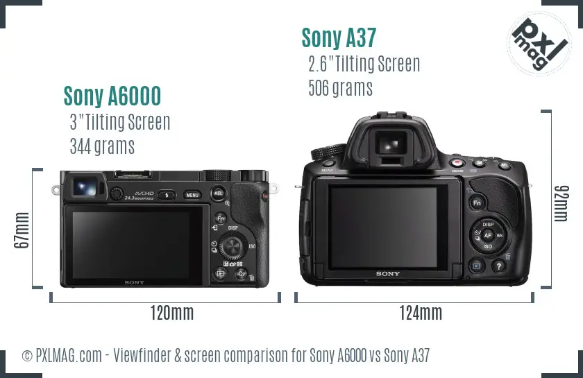 Sony A6000 vs Sony A37 Screen and Viewfinder comparison
