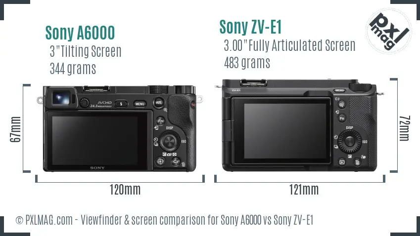 Sony A6000 vs Sony ZV-E1 Screen and Viewfinder comparison