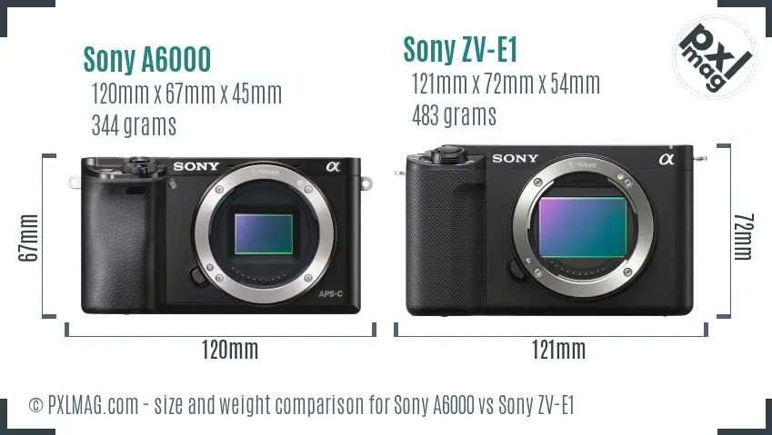 Sony A6000 vs Sony ZV-E1 size comparison