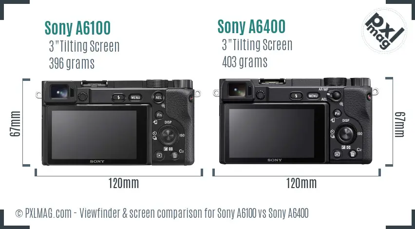 Sony A6100 vs Sony A6400 Screen and Viewfinder comparison