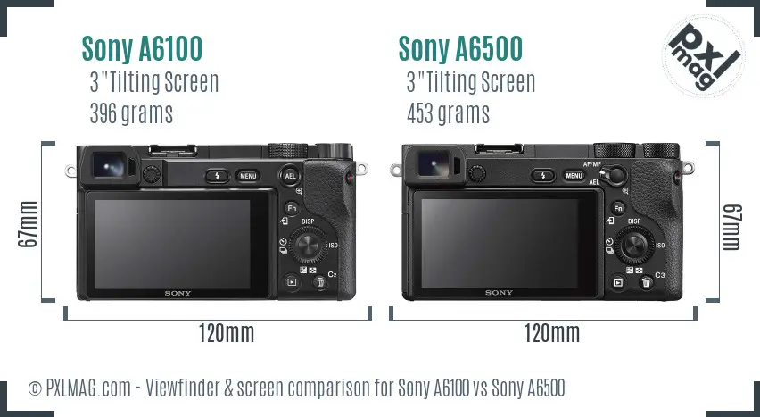 Sony A6100 vs Sony A6500 Screen and Viewfinder comparison