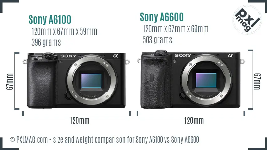 Sony A6100 vs Sony A6600 size comparison