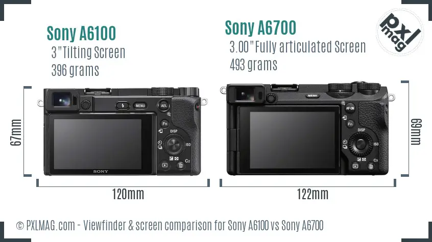 Sony A6100 vs Sony A6700 Screen and Viewfinder comparison