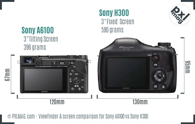 Sony A6100 vs Sony H300 Screen and Viewfinder comparison