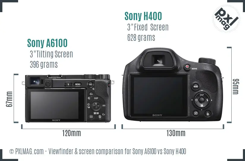 Sony A6100 vs Sony H400 Screen and Viewfinder comparison