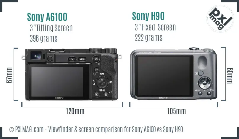 Sony A6100 vs Sony H90 Screen and Viewfinder comparison