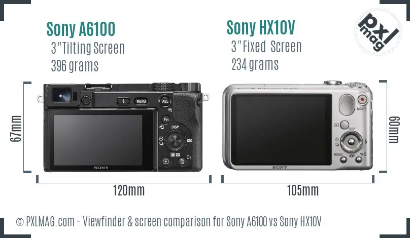 Sony A6100 vs Sony HX10V Screen and Viewfinder comparison