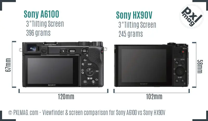 Sony A6100 vs Sony HX90V Screen and Viewfinder comparison