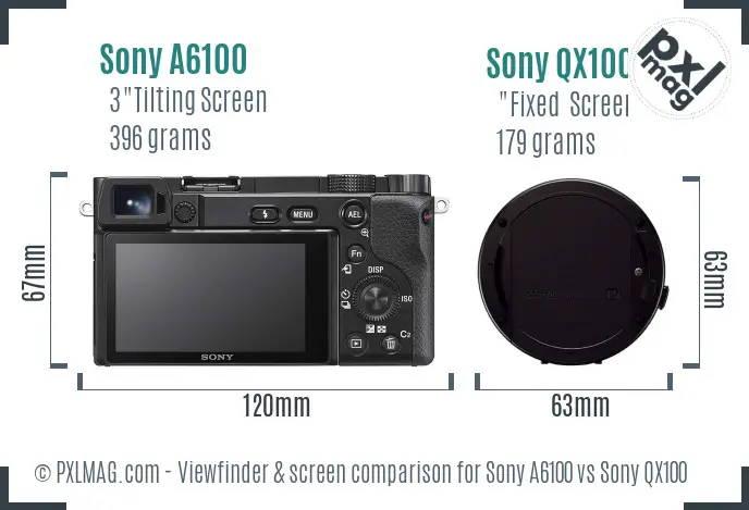 Sony A6100 vs Sony QX100 Screen and Viewfinder comparison