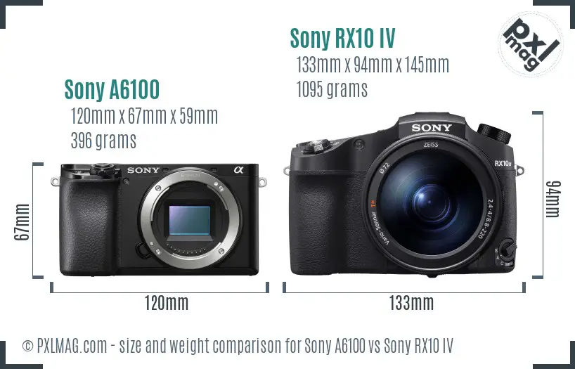 Sony A6100 vs Sony RX10 IV size comparison