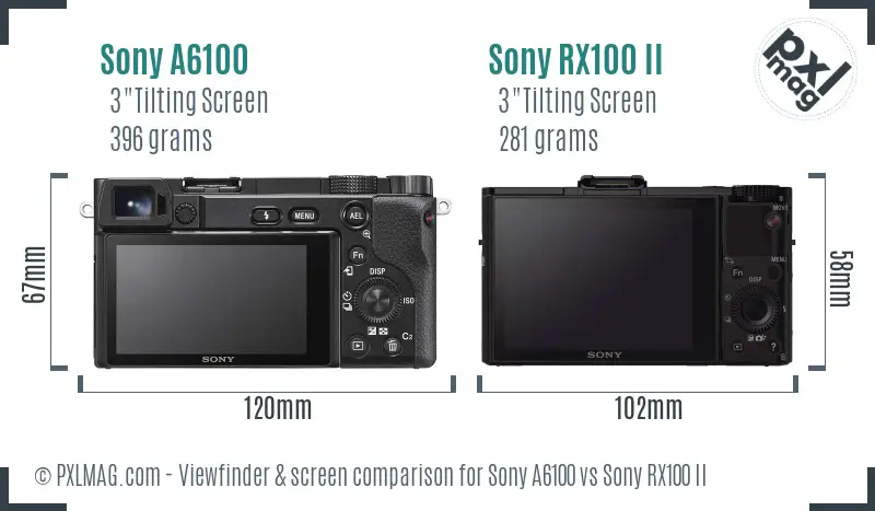 Sony A6100 vs Sony RX100 II Screen and Viewfinder comparison