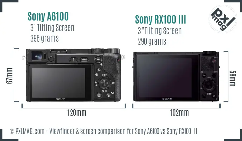 Sony A6100 vs Sony RX100 III Screen and Viewfinder comparison