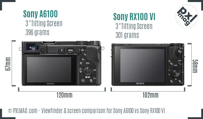 Sony A6100 vs Sony RX100 VI Screen and Viewfinder comparison