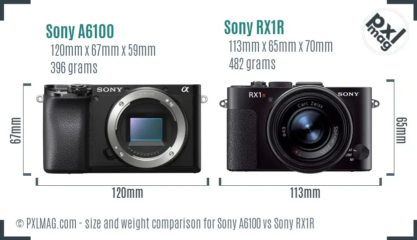 Sony A6100 vs Sony RX1R size comparison