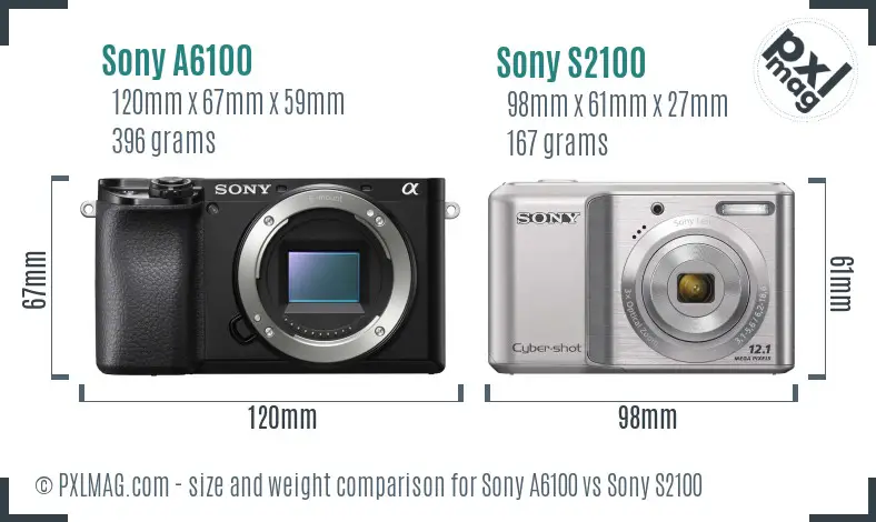 Sony A6100 vs Sony S2100 size comparison