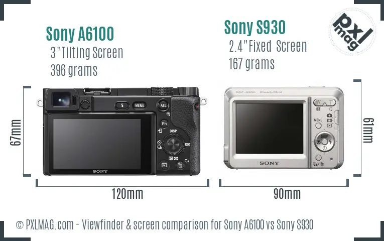 Sony A6100 vs Sony S930 Screen and Viewfinder comparison