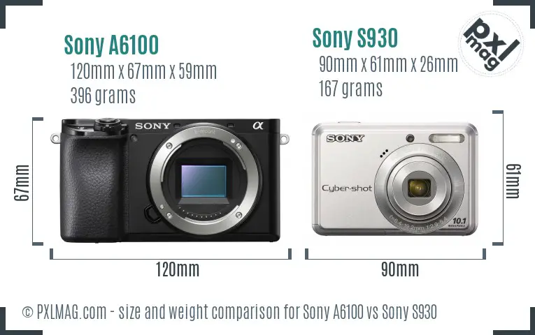 Sony A6100 vs Sony S930 size comparison