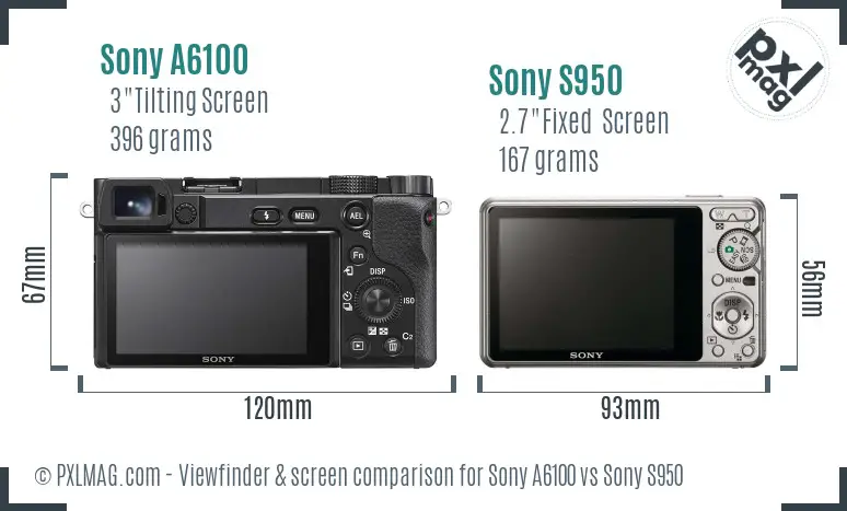 Sony A6100 vs Sony S950 Screen and Viewfinder comparison