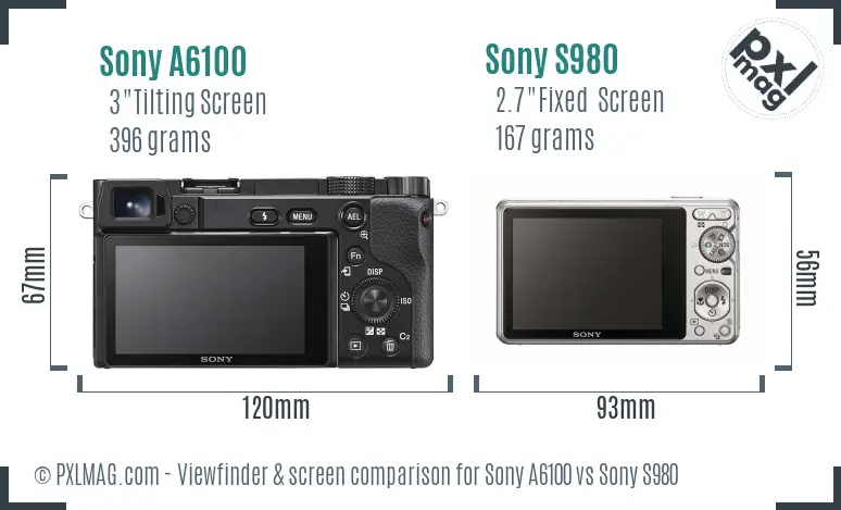 Sony A6100 vs Sony S980 Screen and Viewfinder comparison
