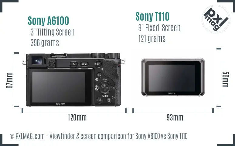 Sony A6100 vs Sony T110 Screen and Viewfinder comparison