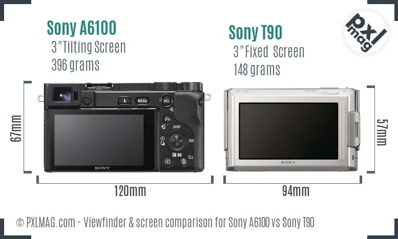 Sony A6100 vs Sony T90 Screen and Viewfinder comparison