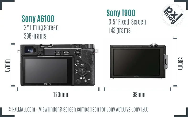 Sony A6100 vs Sony T900 Screen and Viewfinder comparison