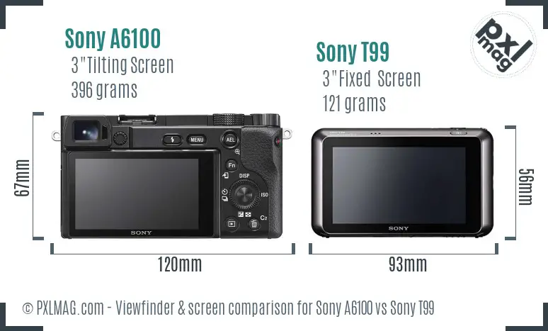 Sony A6100 vs Sony T99 Screen and Viewfinder comparison