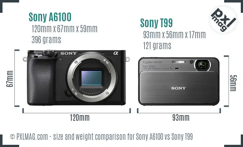Sony A6100 vs Sony T99 size comparison