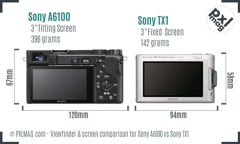 Sony A6100 vs Sony TX1 Screen and Viewfinder comparison