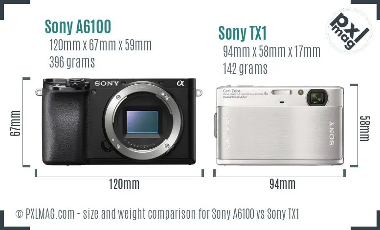 Sony A6100 vs Sony TX1 size comparison