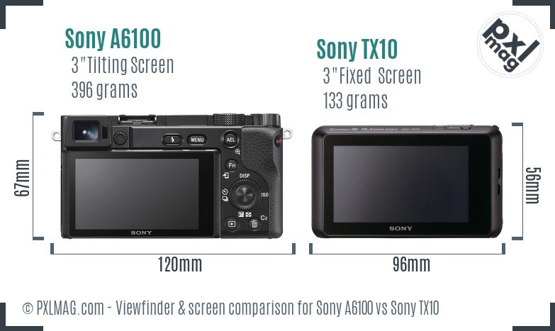 Sony A6100 vs Sony TX10 Screen and Viewfinder comparison