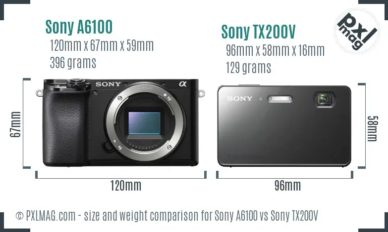 Sony A6100 vs Sony TX200V size comparison