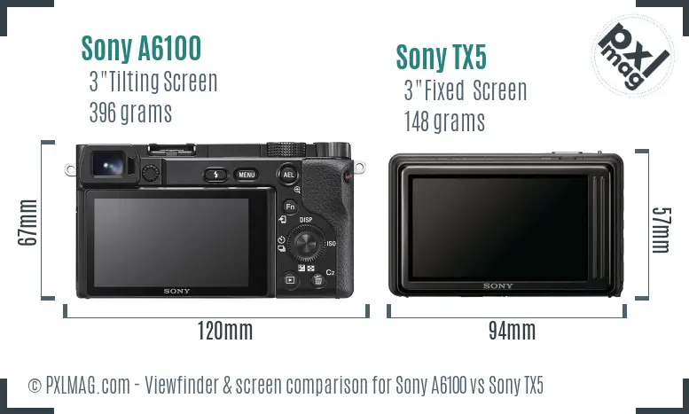 Sony A6100 vs Sony TX5 Screen and Viewfinder comparison