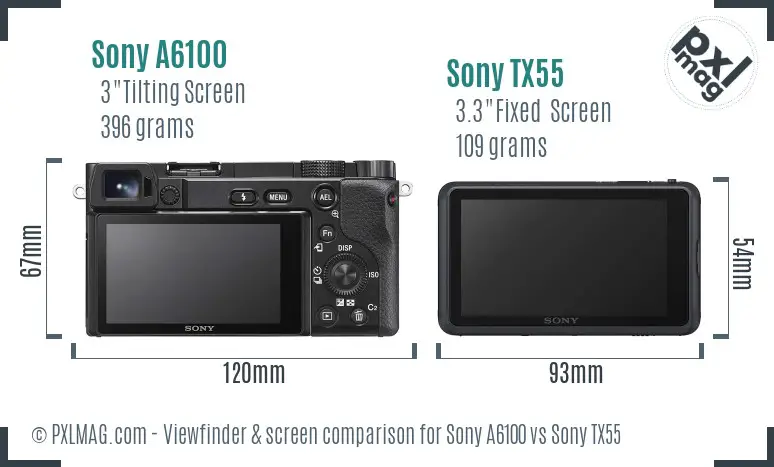 Sony A6100 vs Sony TX55 Screen and Viewfinder comparison
