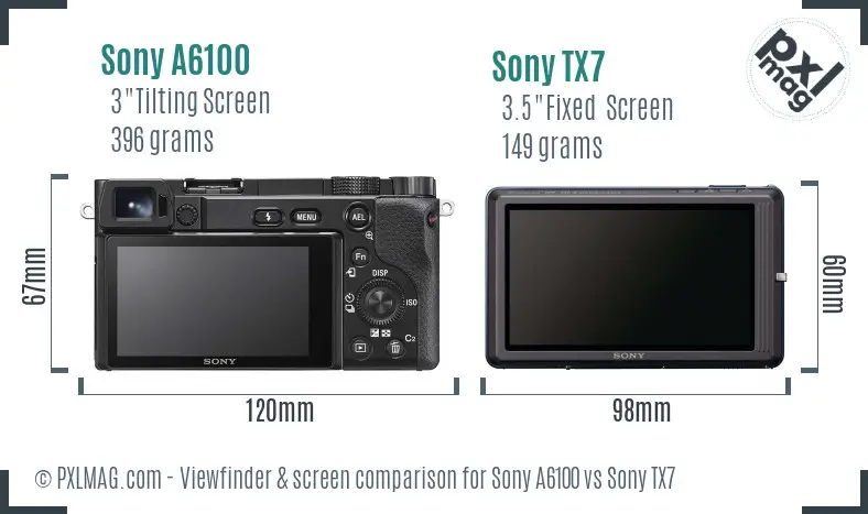 Sony A6100 vs Sony TX7 Screen and Viewfinder comparison