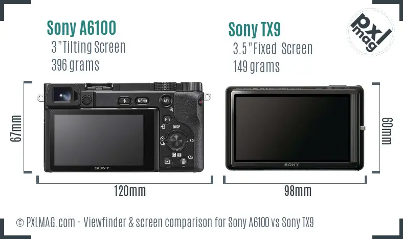 Sony A6100 vs Sony TX9 Screen and Viewfinder comparison